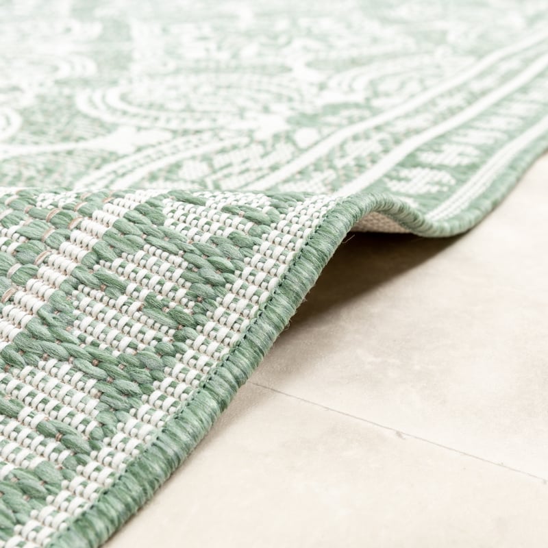Round Outdoor Rug - Summer Oriental Green