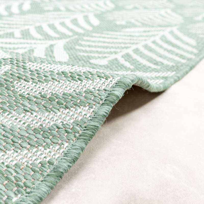Round Outdoor Rug - Summer Leaves Green