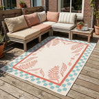 Outdoor Rug - Oasis Leaves Blue/Red