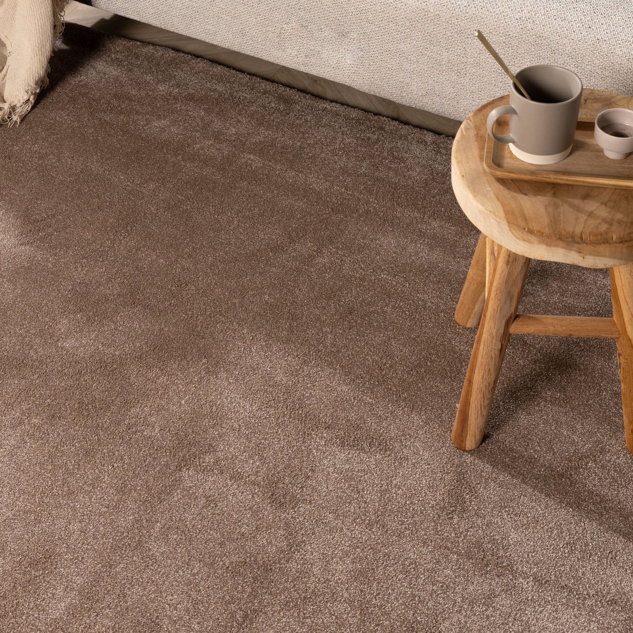 Round washable rug - Clean Brown