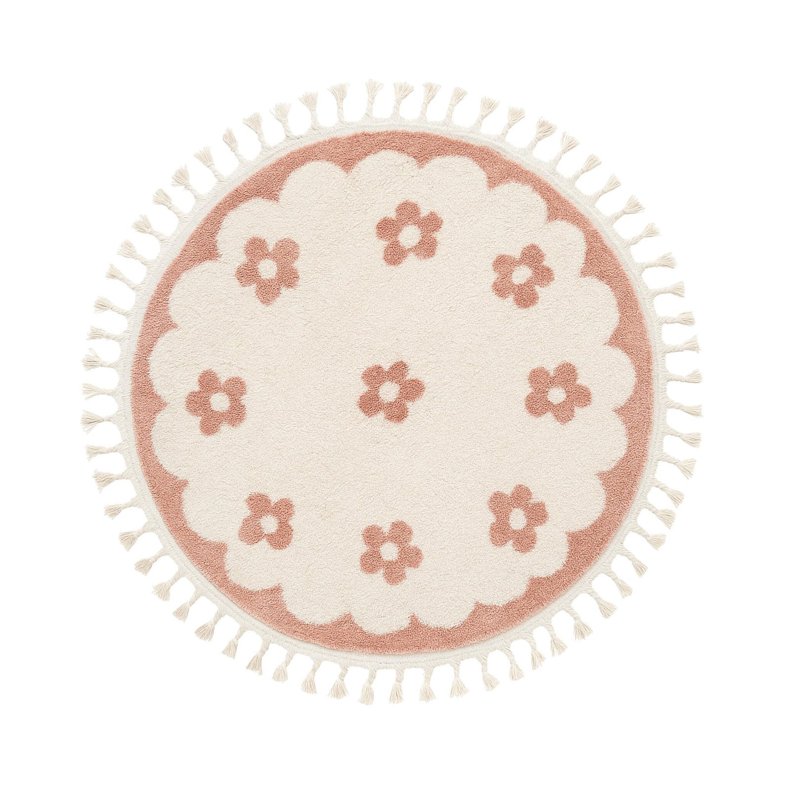 Round washable children's rug - Moos Flower Pink