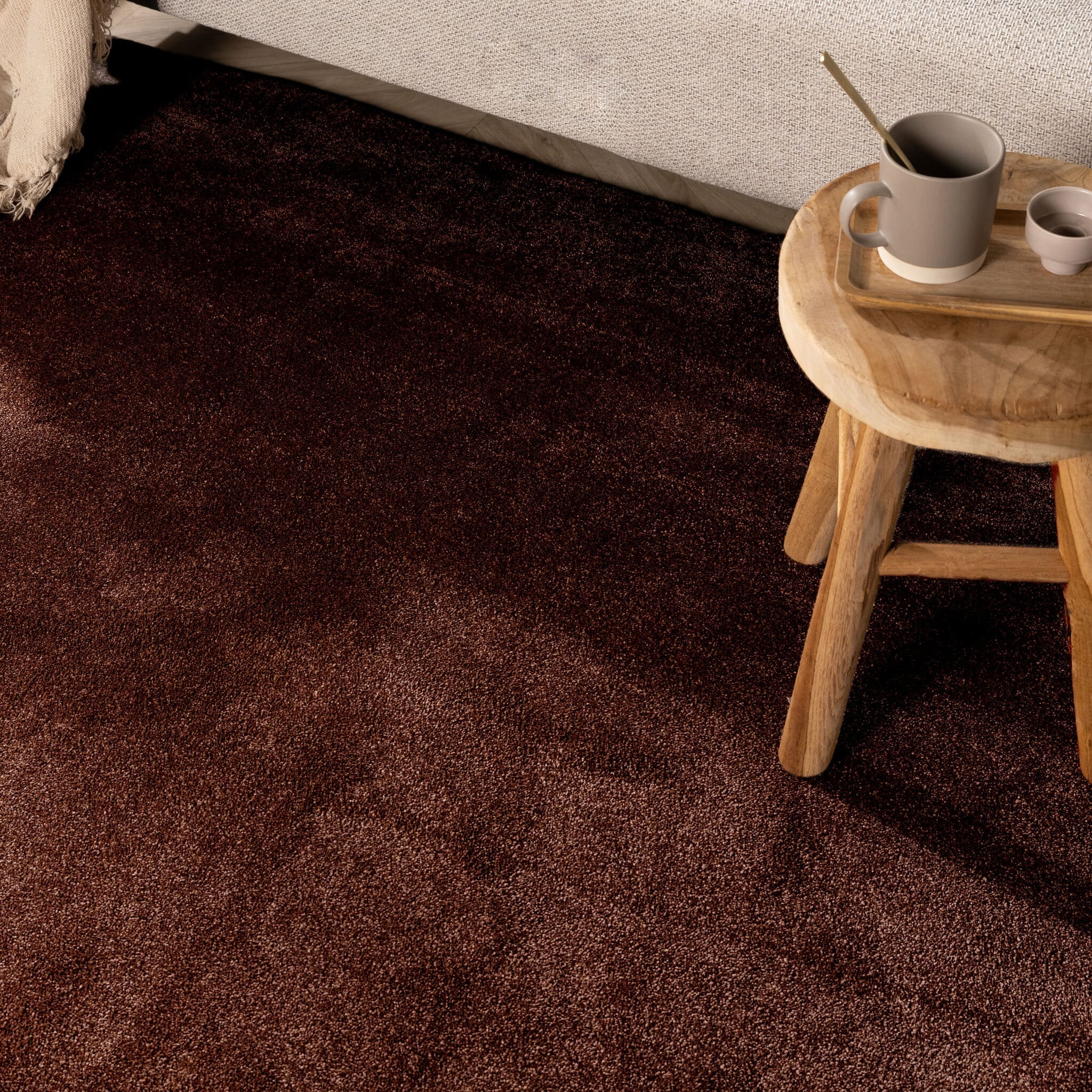 Round washable rug - Clean Dark Brown