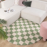 Round Retro Rug - Gambit Green/White