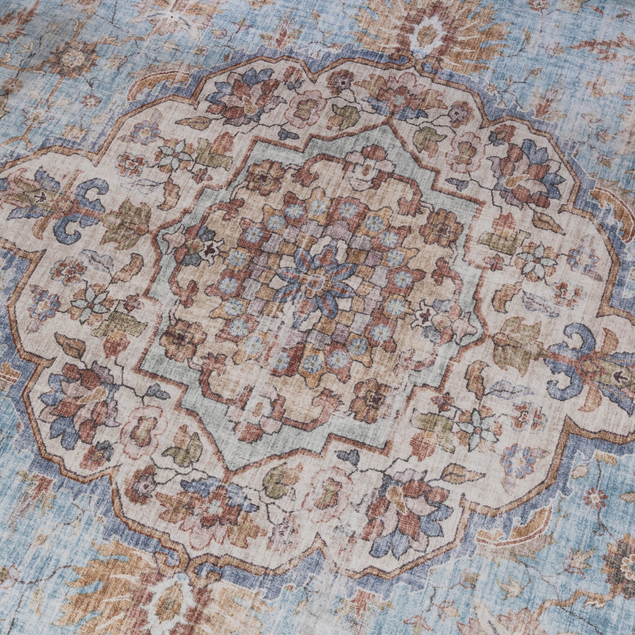 Round oriental rug - Leyla Medallion Light Blue