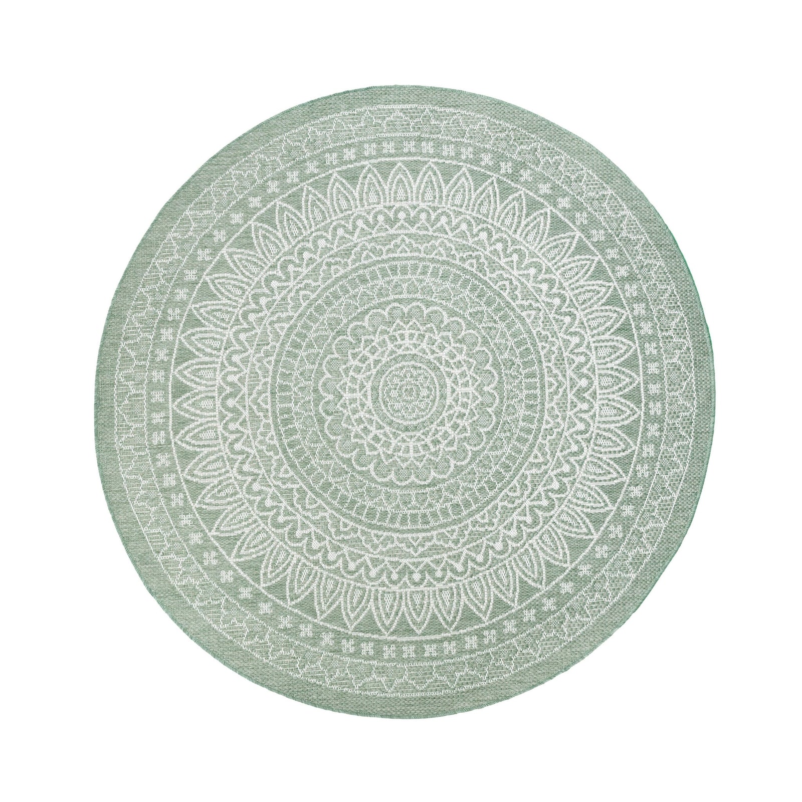 Round Outdoor Rug - Summer Azteca Green