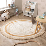 Round washable kids rug - Milo Beige