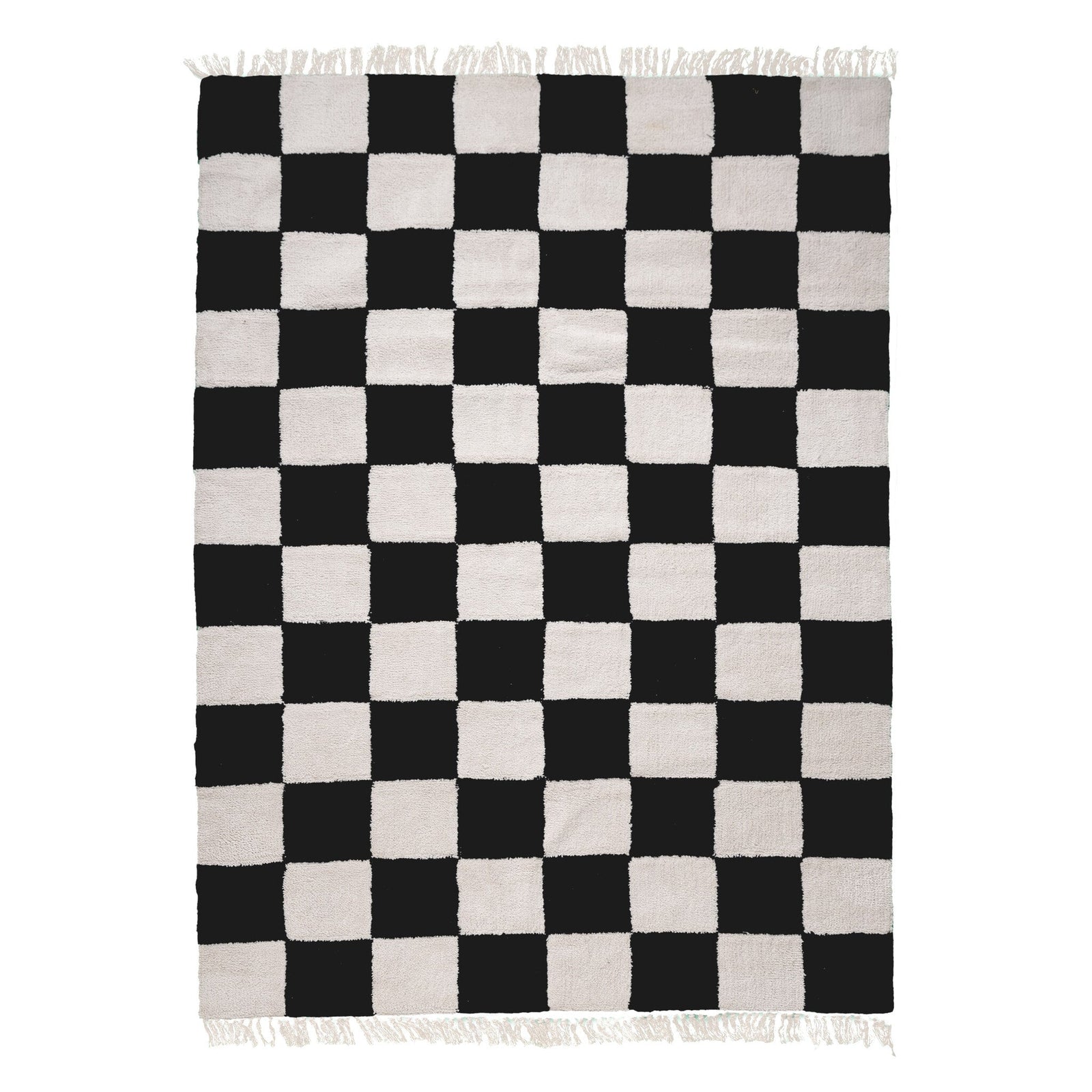 Checkerboard Rug - Blox Fringe Black