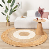 Round Jute Rug - Mirai Border White/Natural