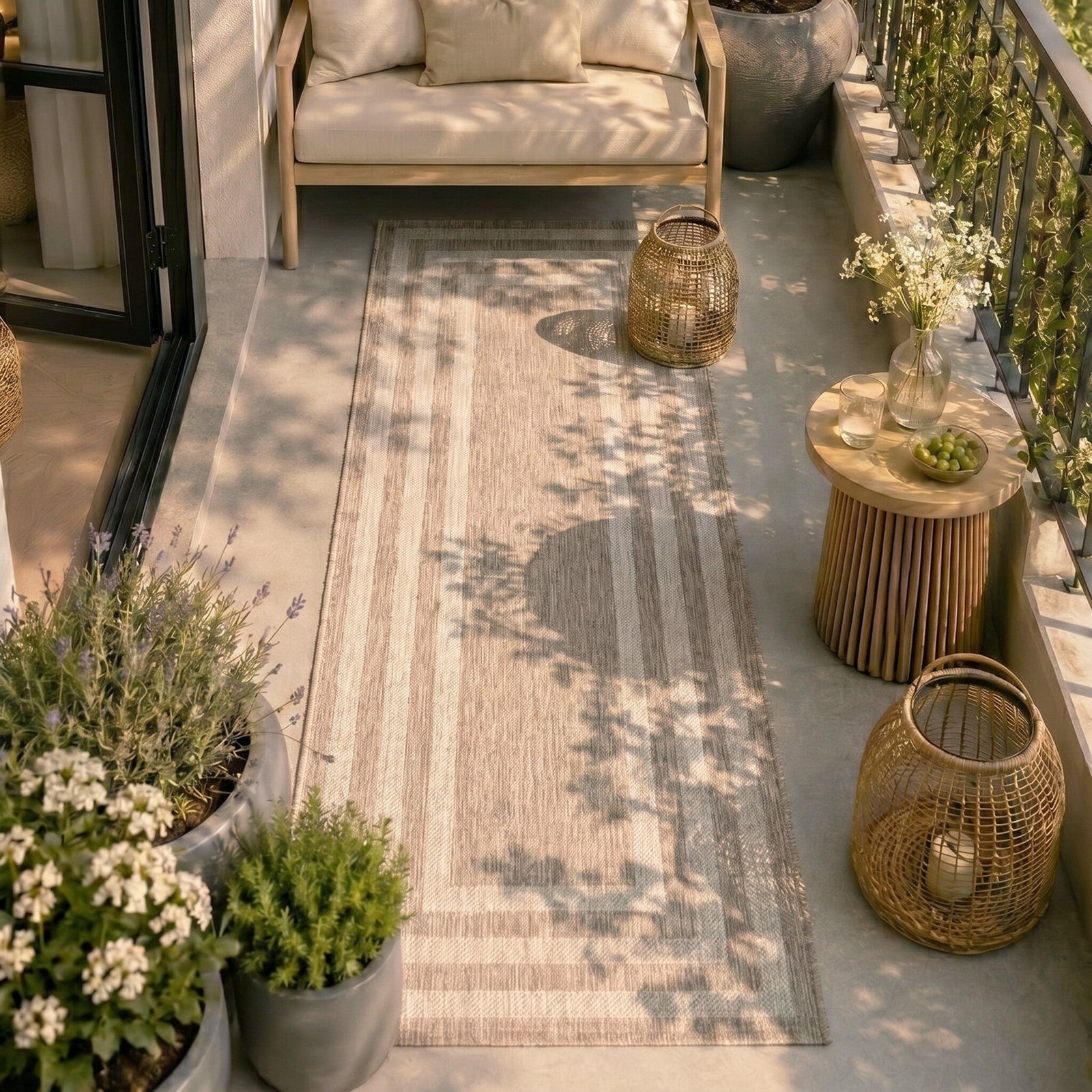 Balcony Rug - Sierra Frame Beige/Cream