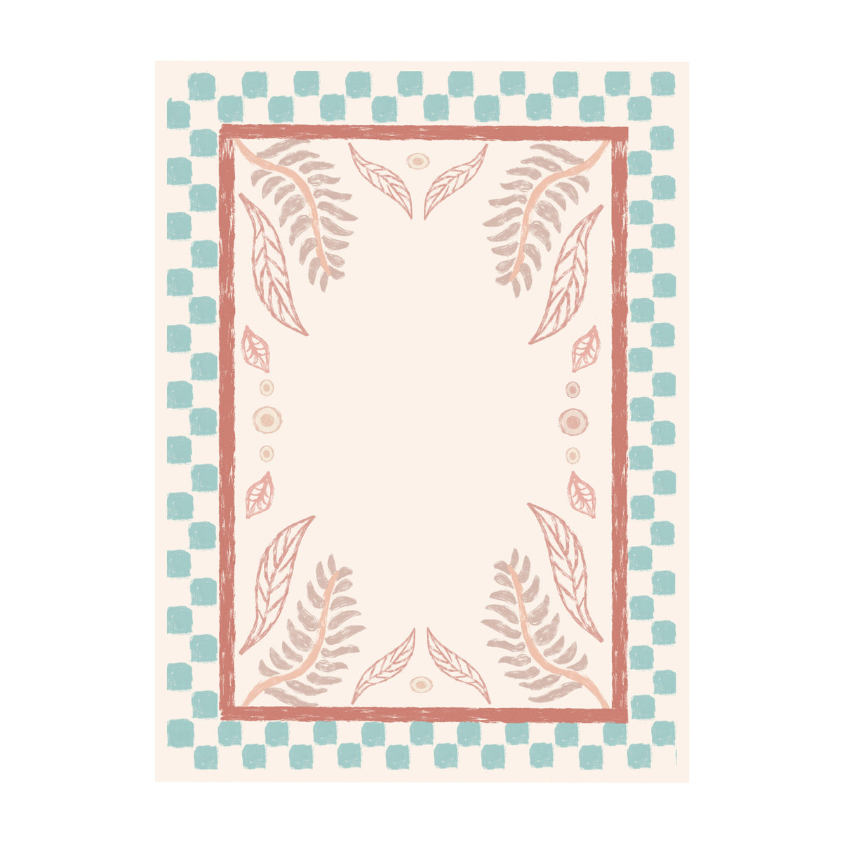 Outdoor Rug - Oasis Leaves Blue/Red