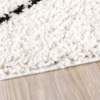 Square High Pile Rug - Grand Lines Cream/Black