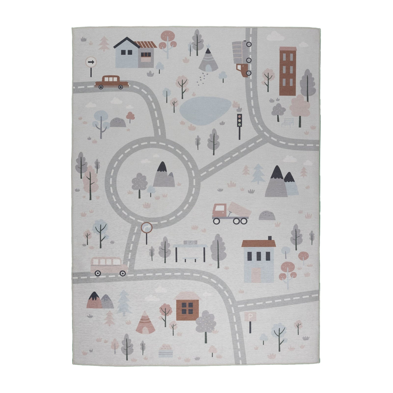 Car Play Rug - Rocky Ride White