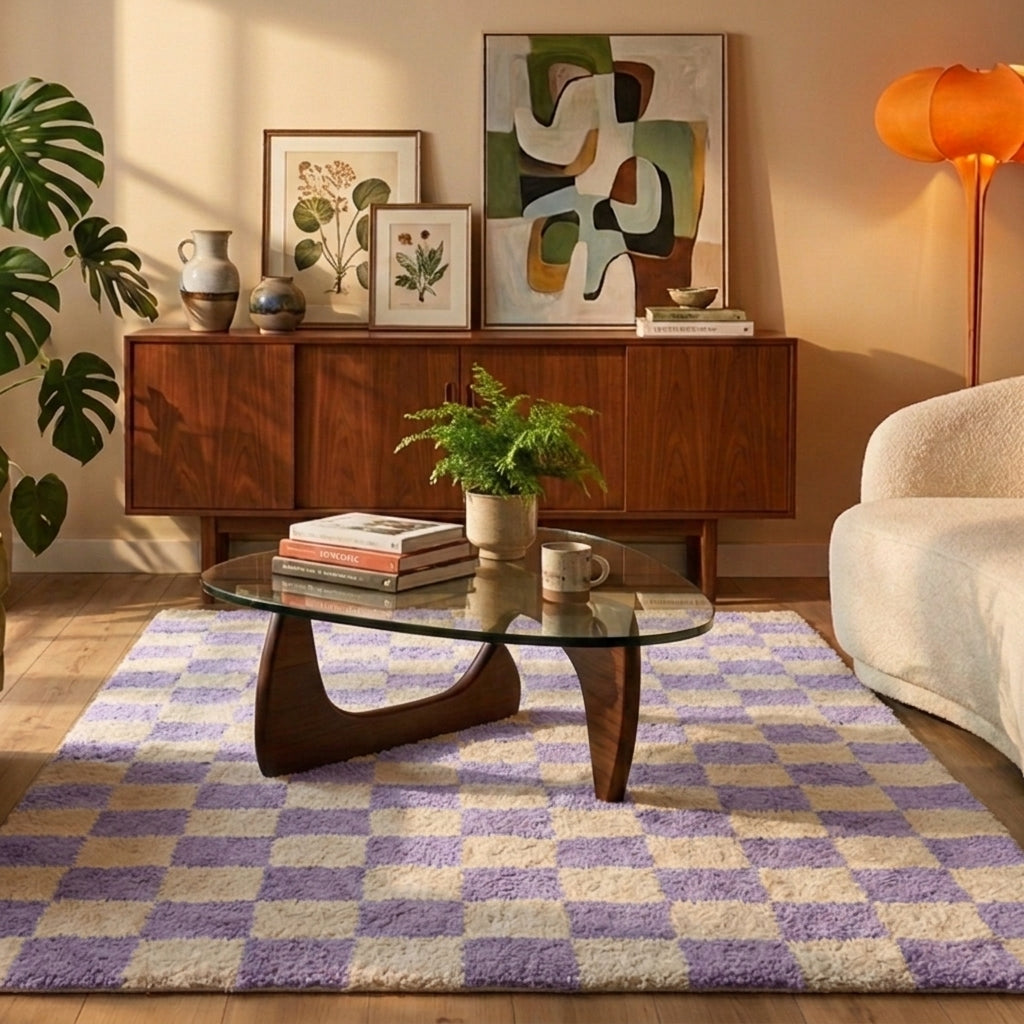 Retro Rug - Gambit Lilac/White