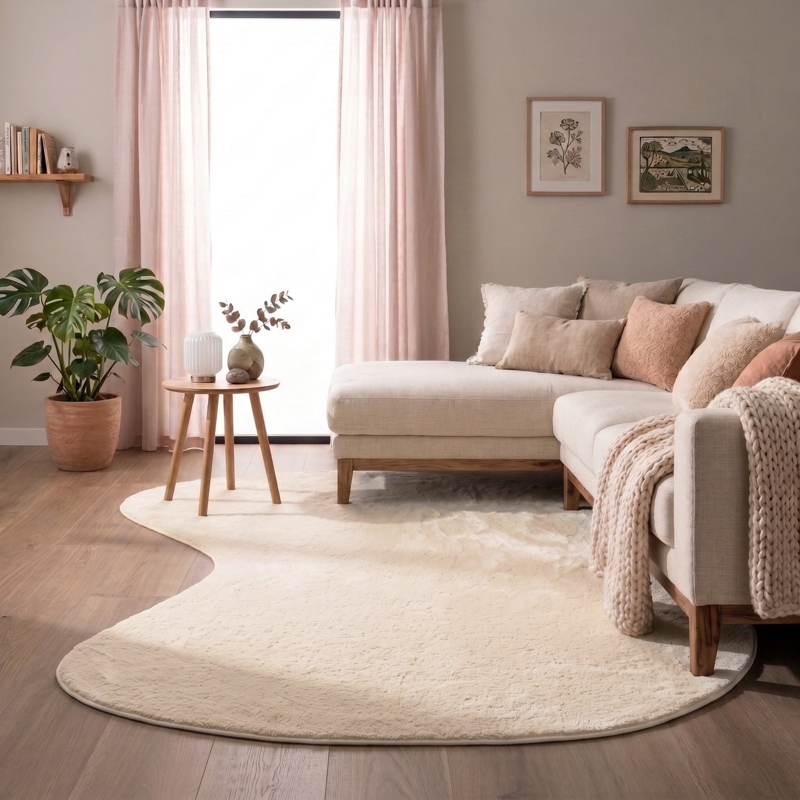 Miękki dywan z niskim włosiem – Cozy Ripple Creme