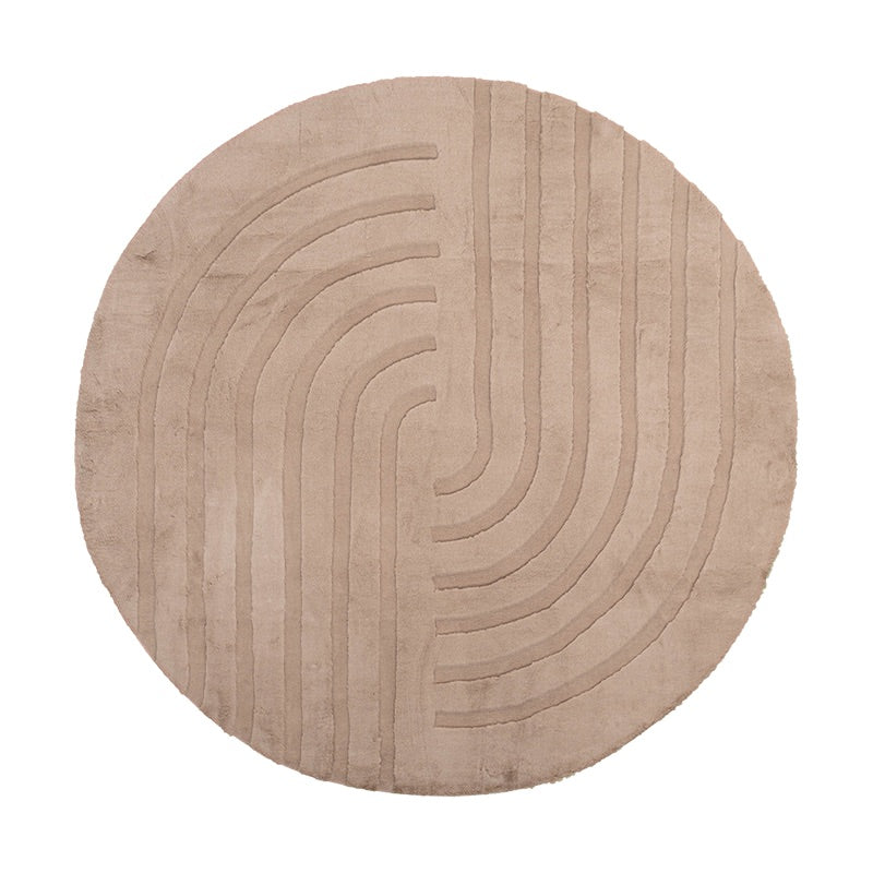 Round High Pile Rug - Carvy Curves Taupe