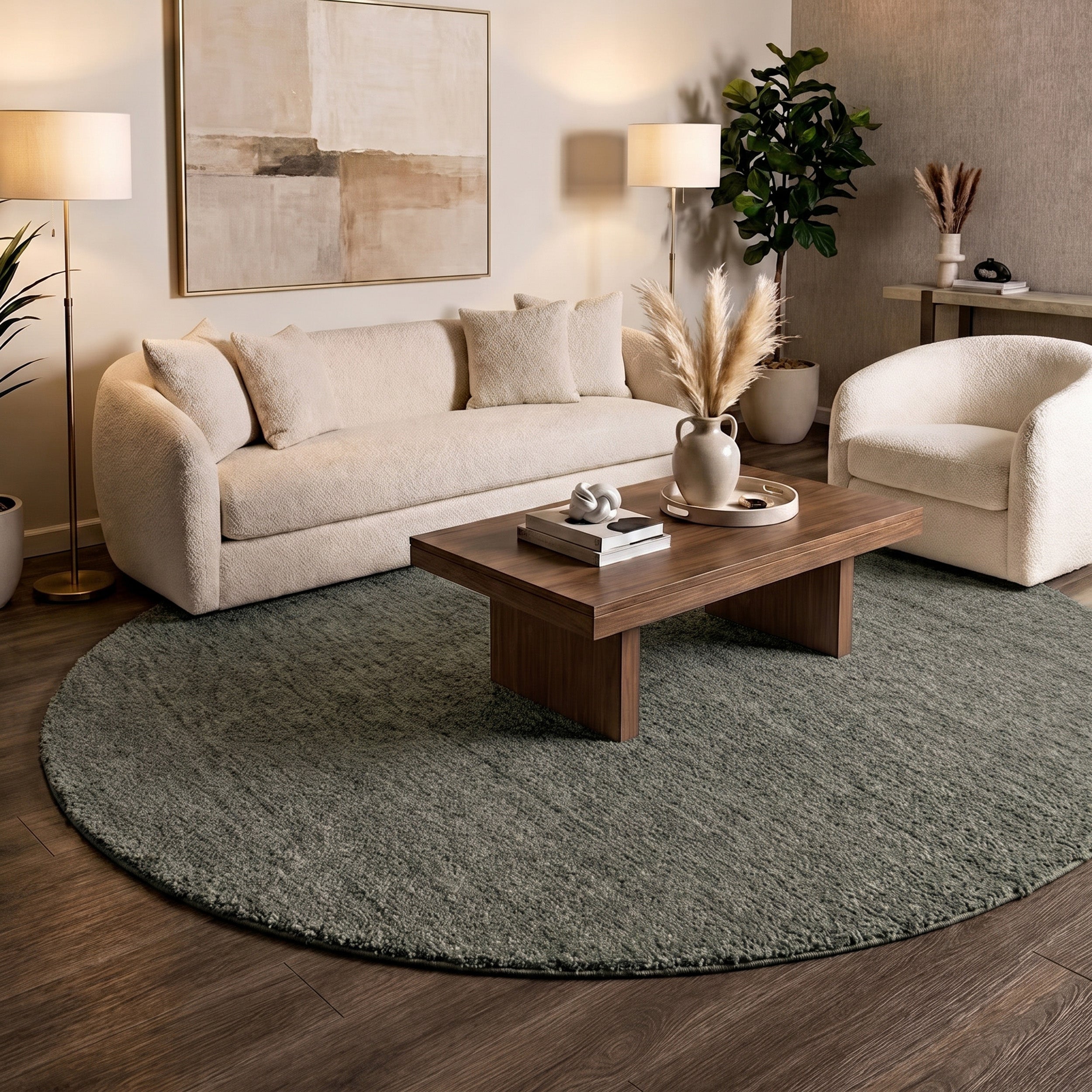 Round Berber Rug - Aicha Dark Green