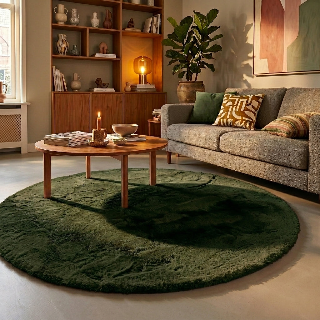 Round High Pile Rug - Comfy Supreme Green