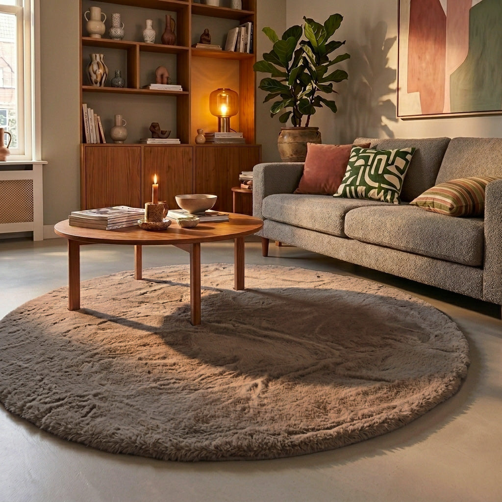 Round High Pile Rug - Comfy Supreme Taupe