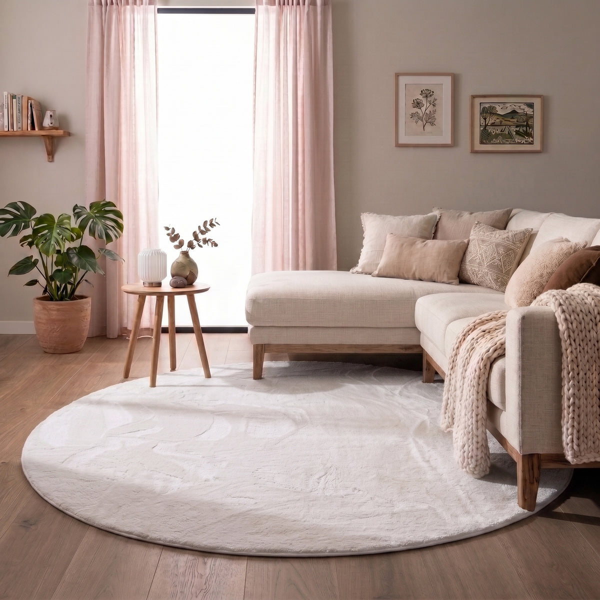Dywan okrągły z krótkim włosiem - Cozy Biały