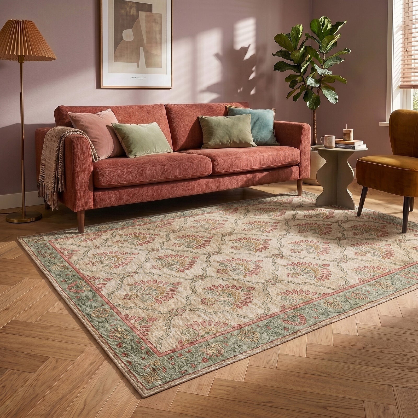 Dywan vintage - Sage Grid Zielony