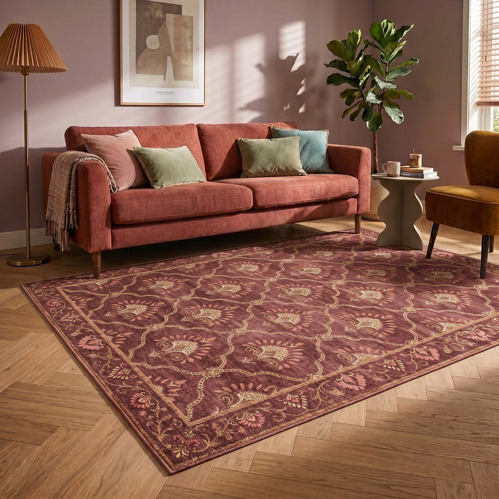 Dywan vintage - Sage Grid Czerwony