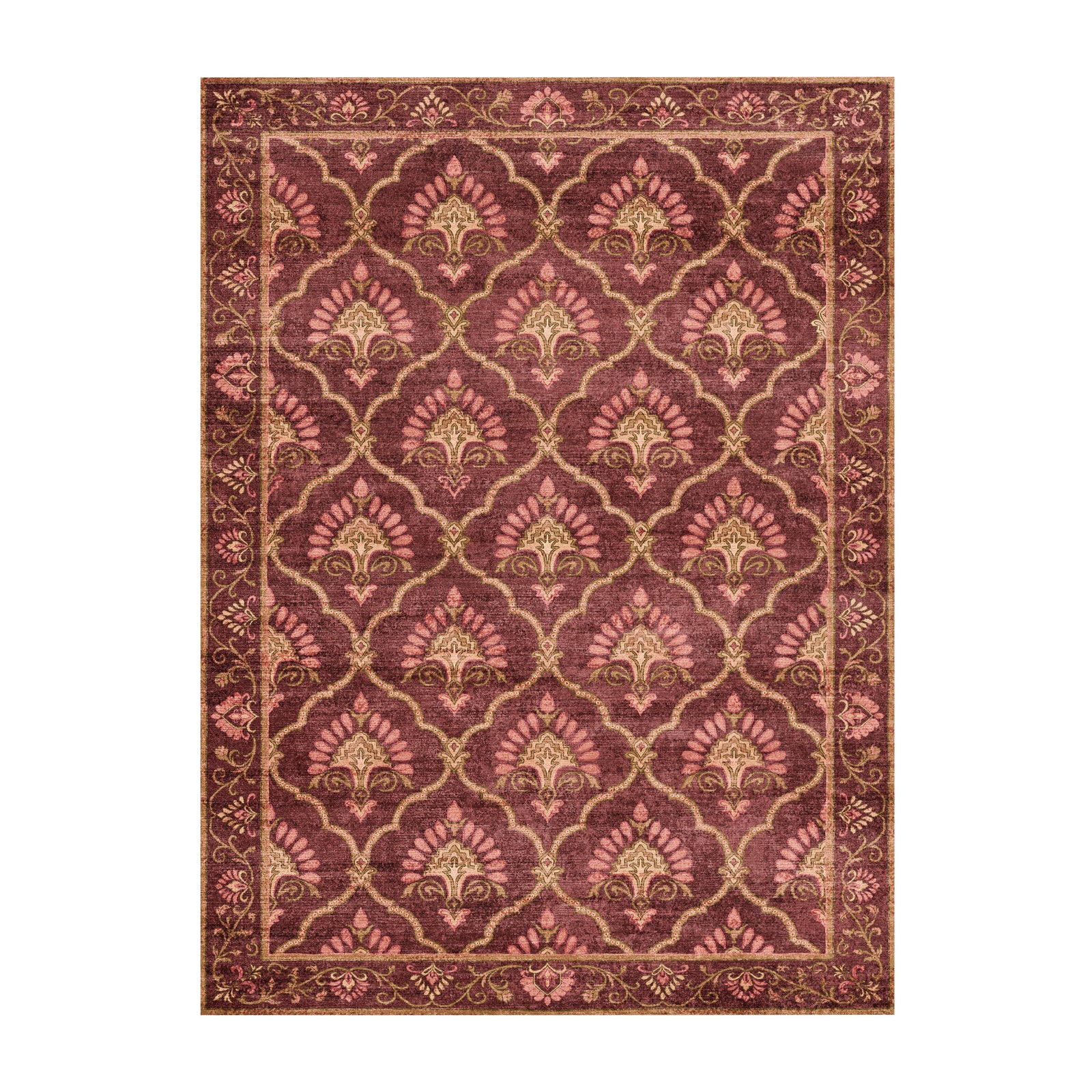 Vintage rug - Sage Grid Red