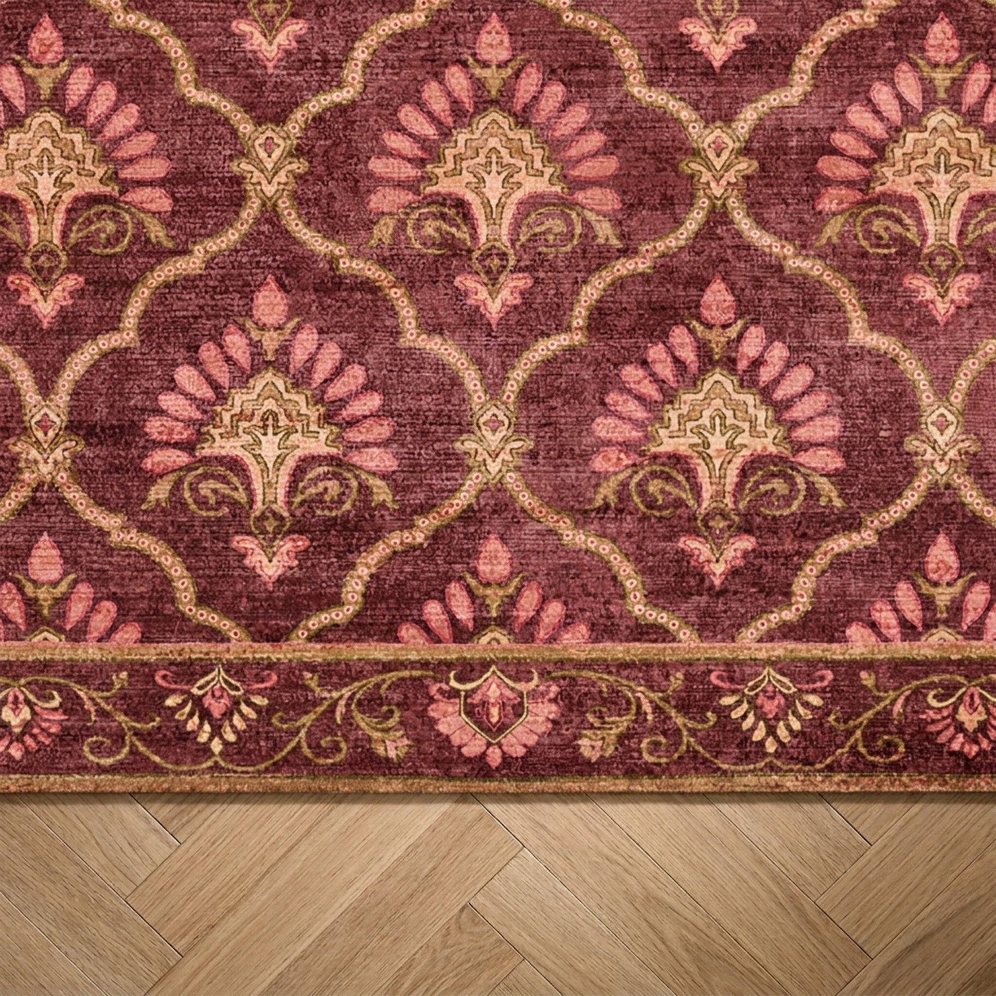 Dywan vintage - Sage Grid Czerwony