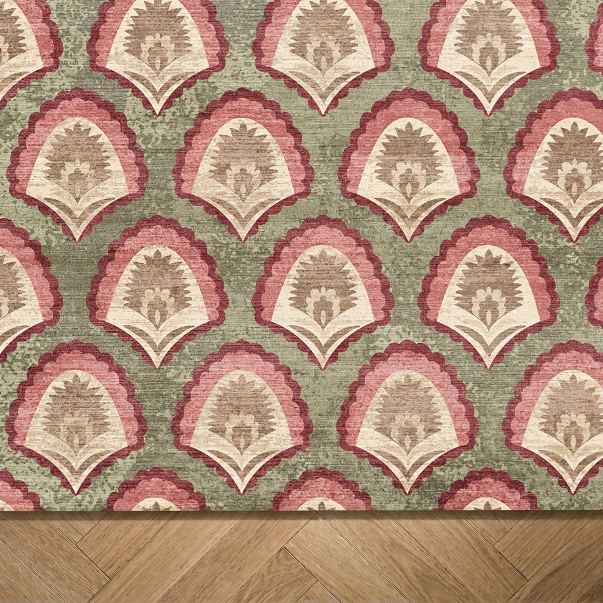 Vintage rug - Sage Pattern Green