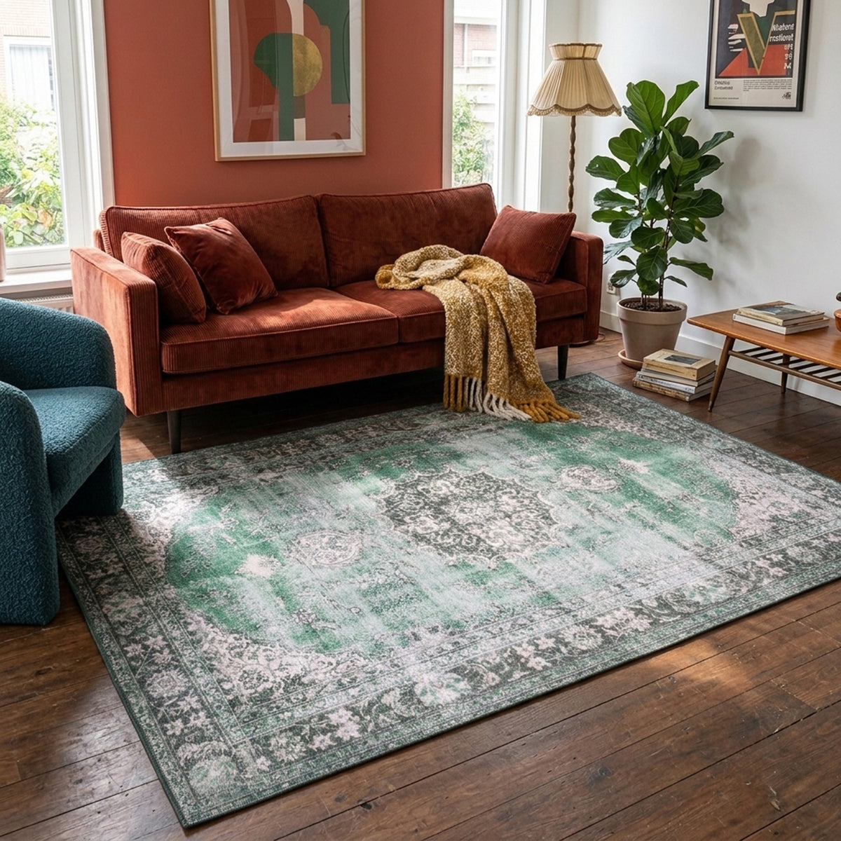 Vintage Rug - Estate Medallion Dark Green